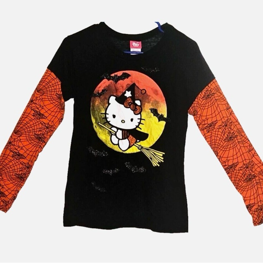 Hello Kitty Halloween Long Sleeve Tee - Black and Orange - Picture 2 of 3